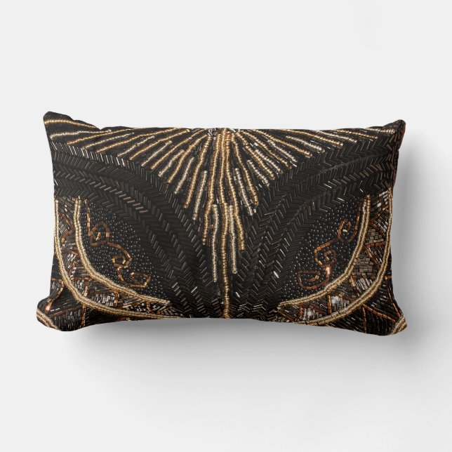 Elegant Beaded Effect - 20s Flapper Inspired Lumbar Cushion (Front)