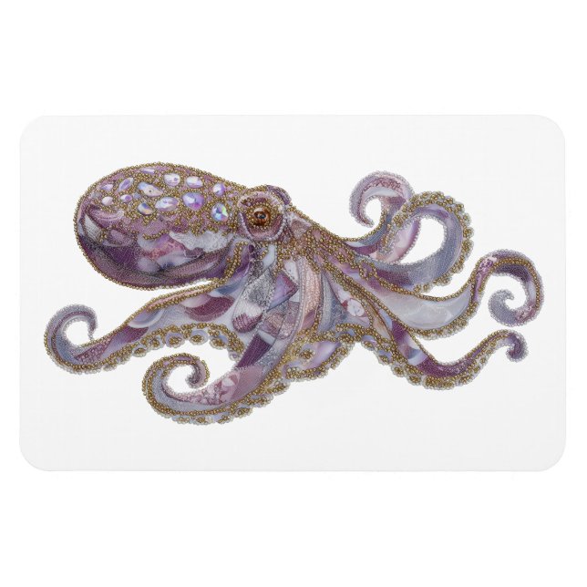 Elegant Beaded Octopus Art Illustration Magnet (Horizontal)