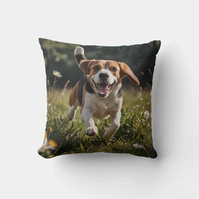 Elegant Beagle Throw Pillow (Front)