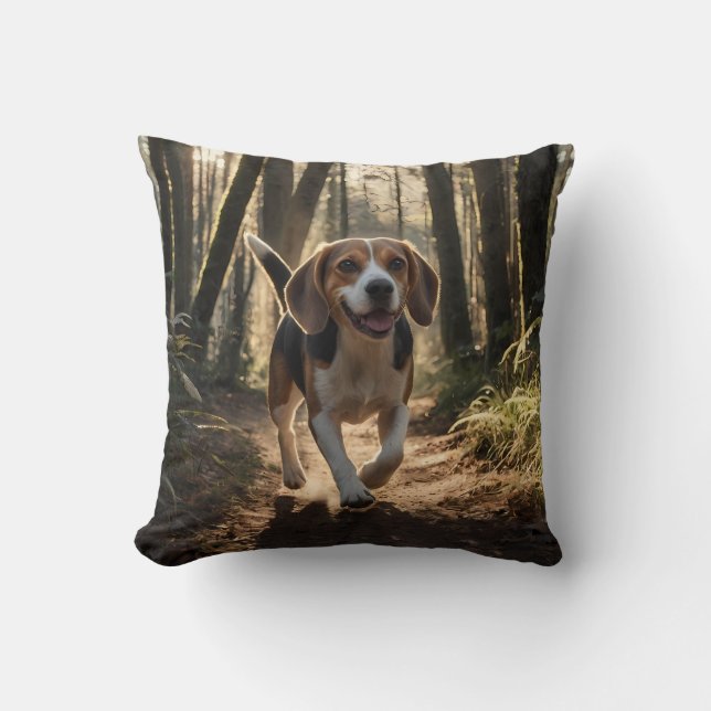 Elegant Beagle Throw Pillow (Front)