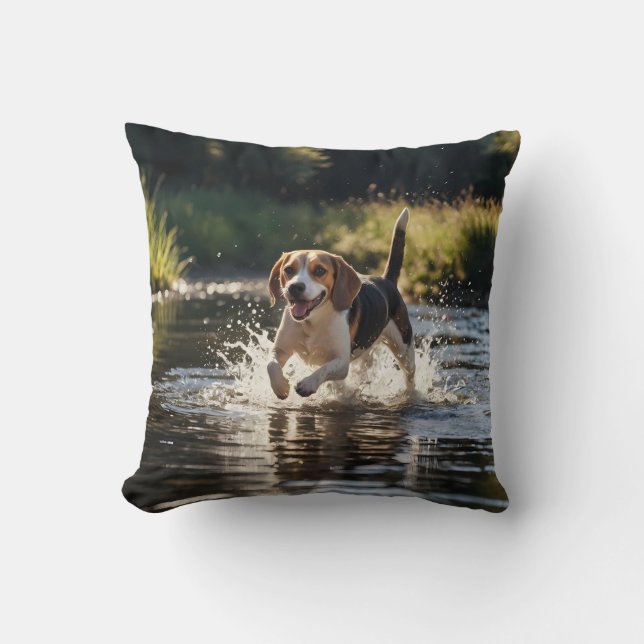 Elegant Beagle Throw Pillow (Front)