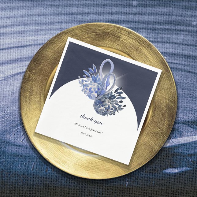 Elegant Beautiful Blue Swans Watercolor Art Napkin (Creator Uploaded)