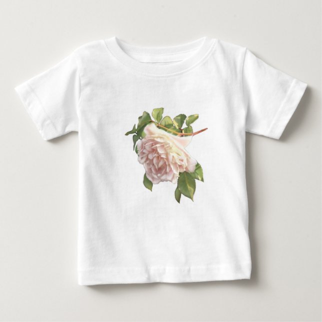 Elegant beautiful blushing white ivory pink roses baby T-Shirt (Front)