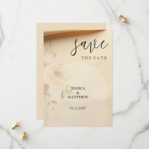 Elegant Beautiful Boho Peach Blush Floral Wedding Save The Date