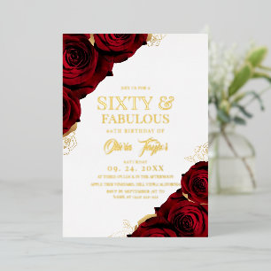 Elegant Beautiful Burgundy Gold Rose 60th Birthday