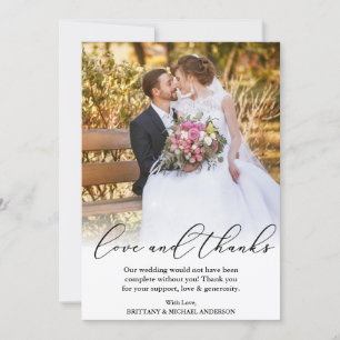 Elegant Beautiful Calligraphy Love Thanks Wedding Thank You Card