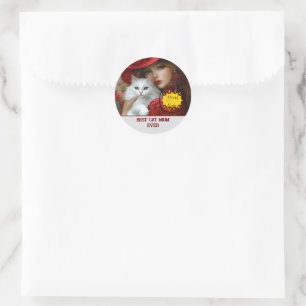 Elegant & Beautiful Cat Lover Classic Round Sticker