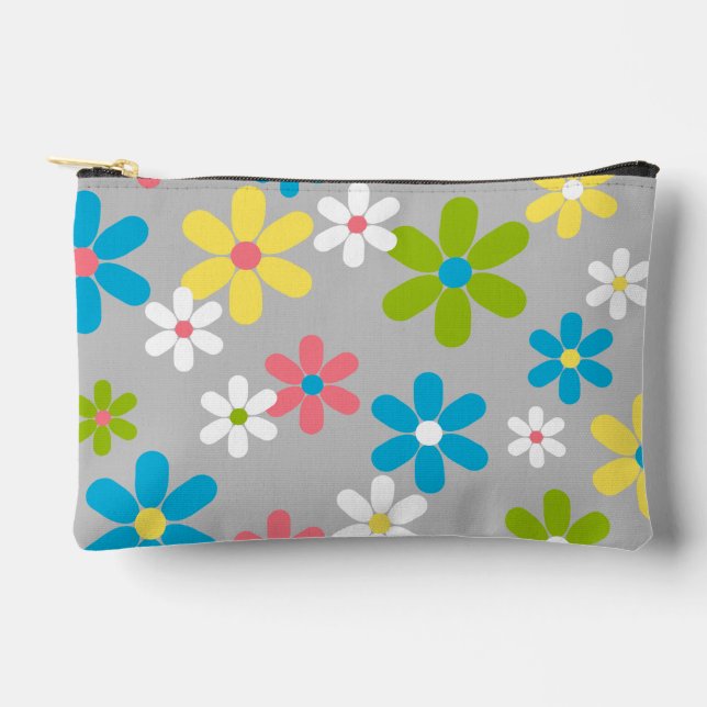 Elegant Beautiful Colourful Spring Floral Pattern Accessory Pouch (Front)