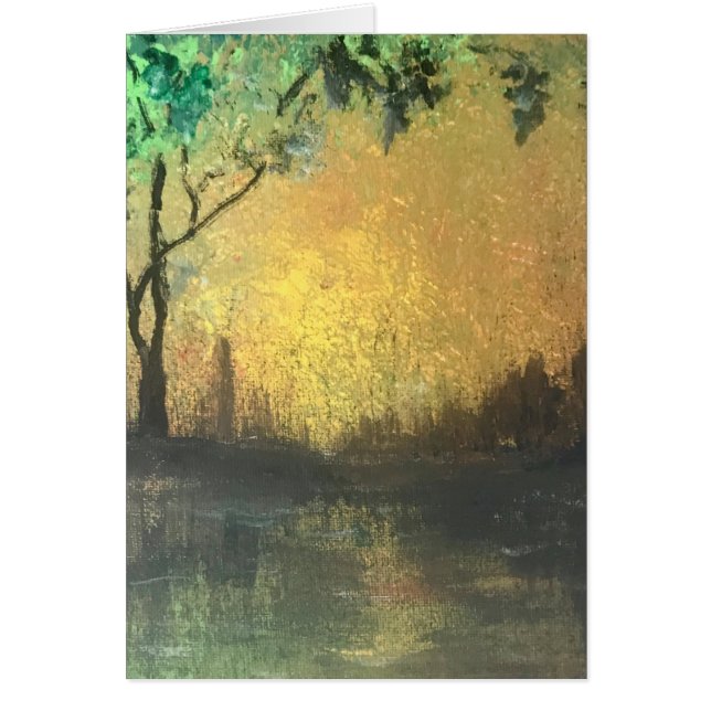 Elegant, Beautiful Golden Sunset Reflection Card (Front)