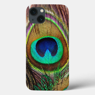 Elegant Beautiful Jewel Coloured Peacock Feathers iPhone 13 Case