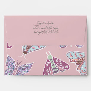 Elegant Beautiful pastel handpainted Twilight Moth Envelope