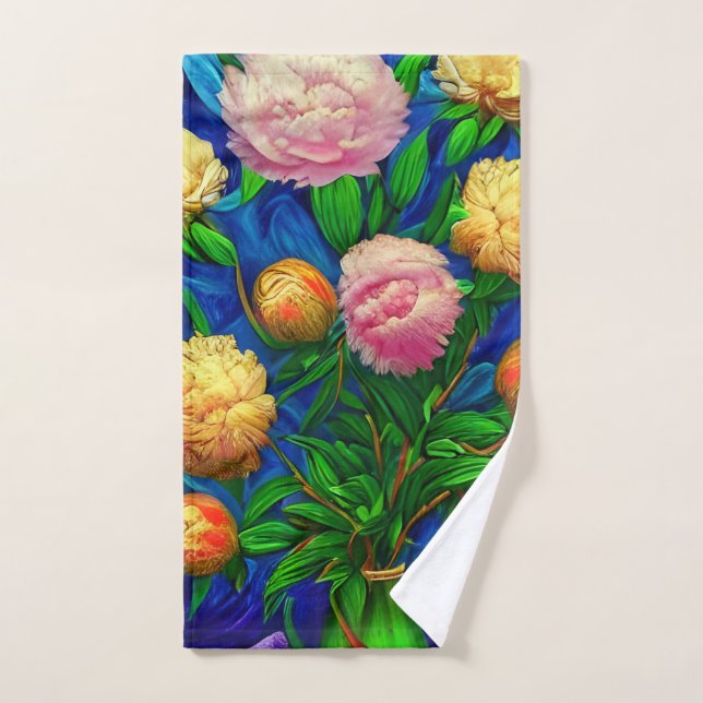 Elegant Beautiful Peony Collection Bath Towel Set (Hand Towel)
