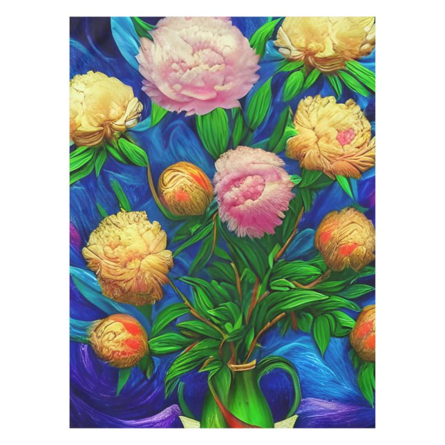 Elegant Beautiful Peony Collection Tablecloth (Front)