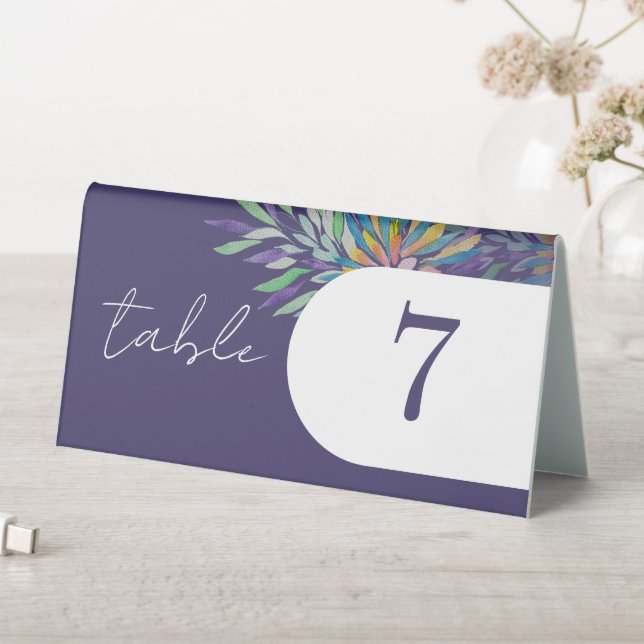 Elegant Beautiful Purple Green Boho Watercolor (In SItu (Table))