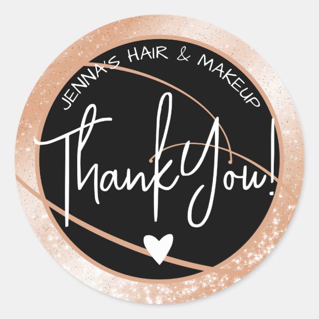 Elegant Beauty Favour Labels Stylish Peach Glitter (Front)