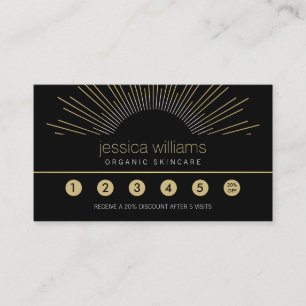 Elegant Beauty Gold Sunburst Black Loyalty Card