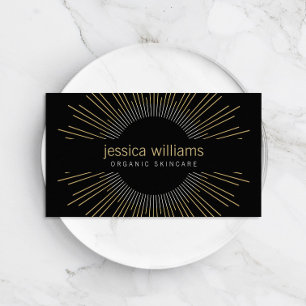 Elegant Beauty Gold Sunburst on Black Business Card