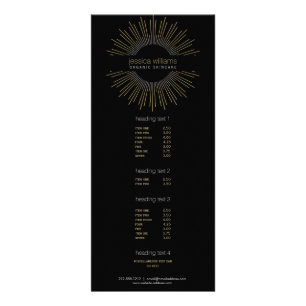 Elegant Beauty Gold Sunburst on Black Rack Card