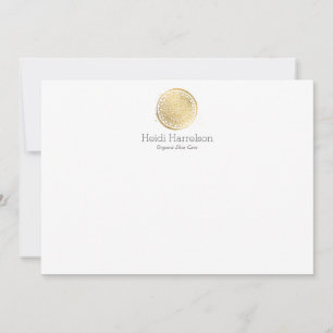 Elegant Beauty Mandala Logo Faux Gold Flat Note Card