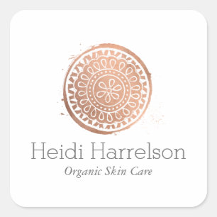 Elegant Beauty Mandala Logo Roes Gold Square Sticker