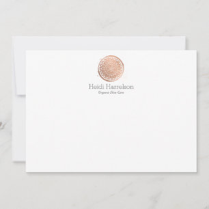 Elegant Beauty Mandala Logo Rose Gold Flat Note Card