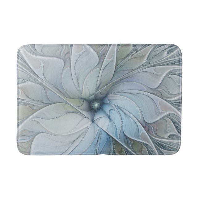 Elegant Beauty Modern Abstract Fractal Art Flower Bath Mat (Front)