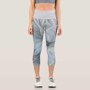 Elegant Beauty Modern Abstract Fractal Art Flower Capri Leggings