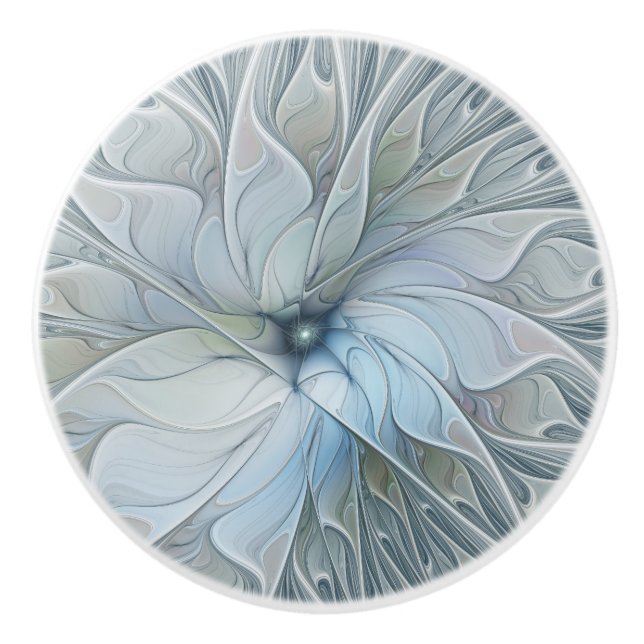 Elegant Beauty Modern Abstract Fractal Art Flower Ceramic Knob (Front)
