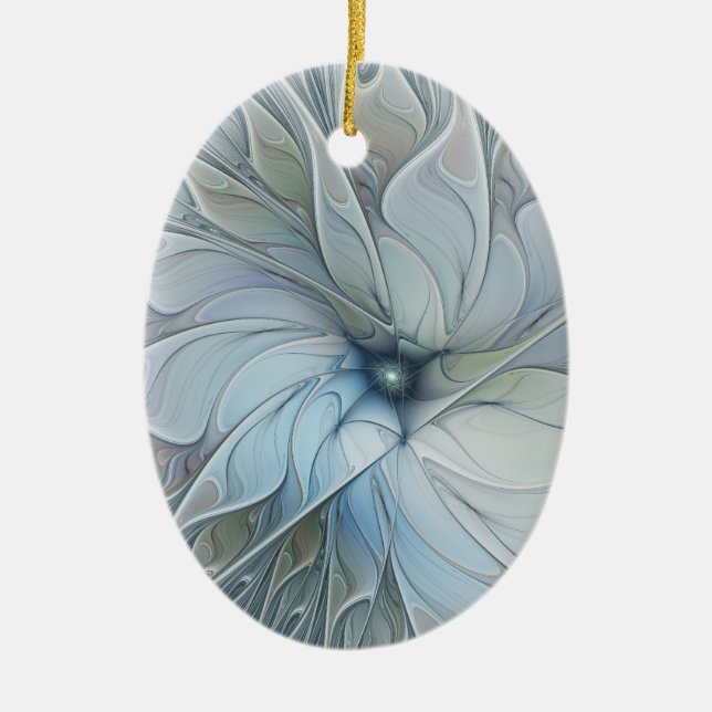 Elegant Beauty Modern Abstract Fractal Art Flower Ceramic Ornament (Front)