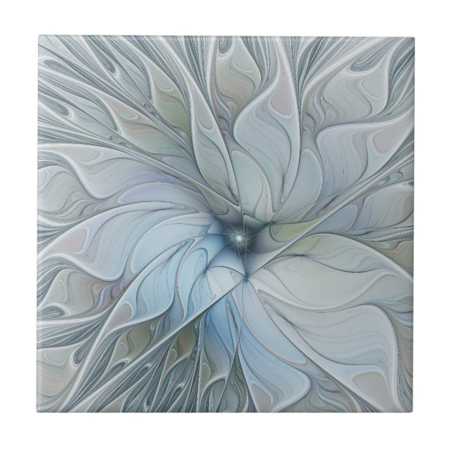 Elegant Beauty Modern Abstract Fractal Art Flower Ceramic Tile (Front)