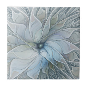 Elegant Beauty Modern Abstract Fractal Art Flower Ceramic Tile