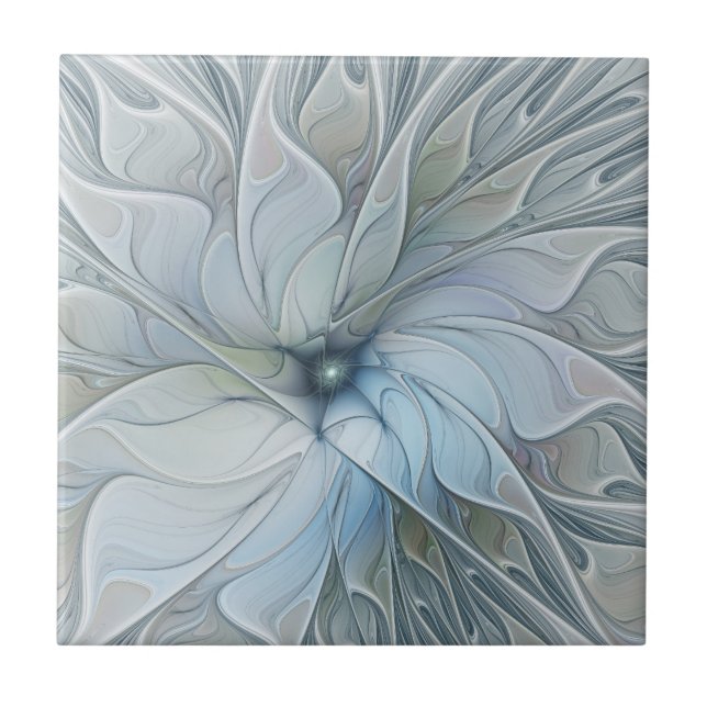 Elegant Beauty Modern Abstract Fractal Art Flower Ceramic Tile (Front)