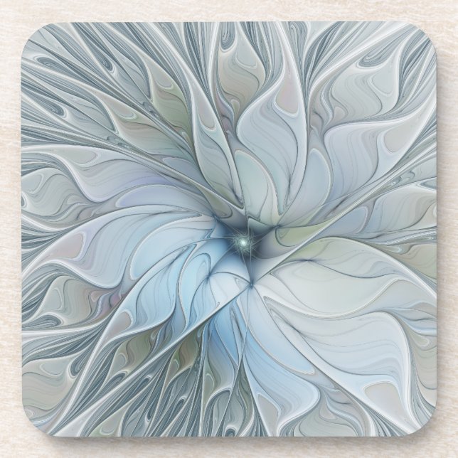 Elegant Beauty Modern Abstract Fractal Art Flower Coaster (Front)