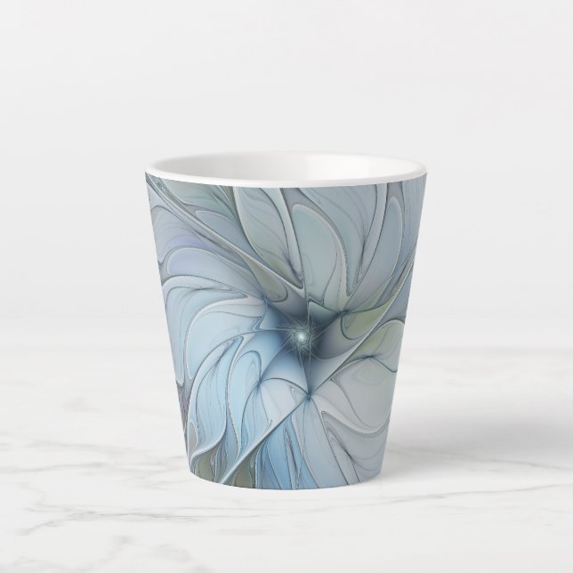 Elegant Beauty Modern Abstract Fractal Art Flower Latte Mug (Front)