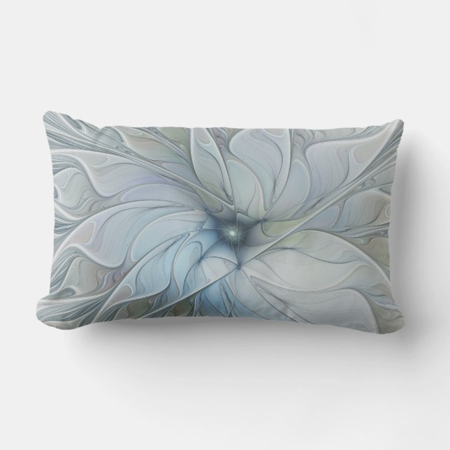 Elegant Beauty Modern Abstract Fractal Art Flower Lumbar Cushion (Front)