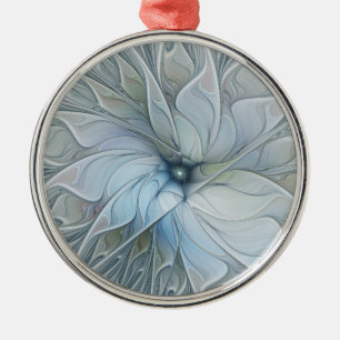 Elegant Beauty Modern Abstract Fractal Art Flower Metal Ornament