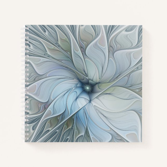 Elegant Beauty Modern Abstract Fractal Art Flower Notebook (Front)