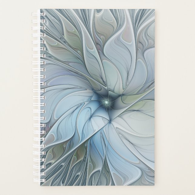 Elegant Beauty Modern Abstract Fractal Art Flower Planner (Front)
