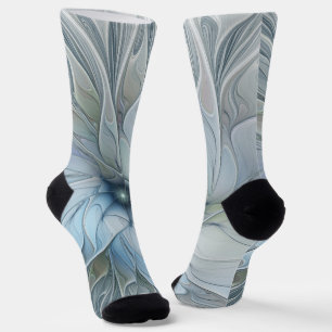 Elegant Beauty Modern Abstract Fractal Art Flower Socks