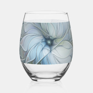 Elegant Beauty Modern Abstract Fractal Art Flower Stemless Wine Glass