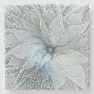 Elegant Beauty Modern Abstract Fractal Art Flower Stone Coaster