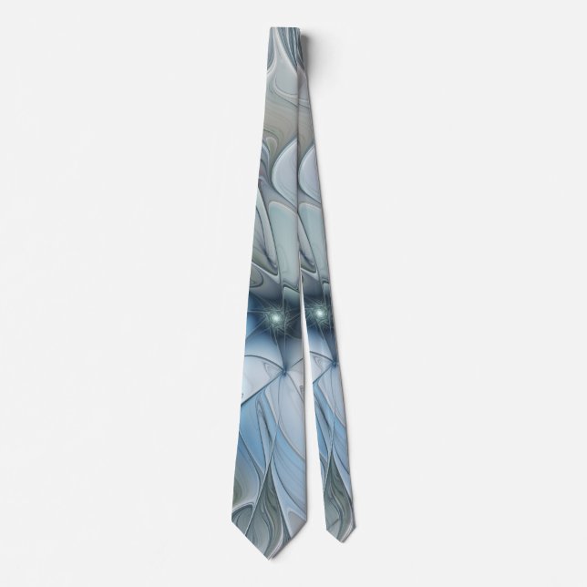 Elegant Beauty Modern Abstract Fractal Art Flower Tie (Front)