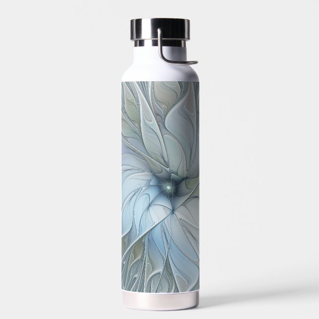 Elegant Beauty Modern Abstract Fractal Art Flower Water Bottle (Left)
