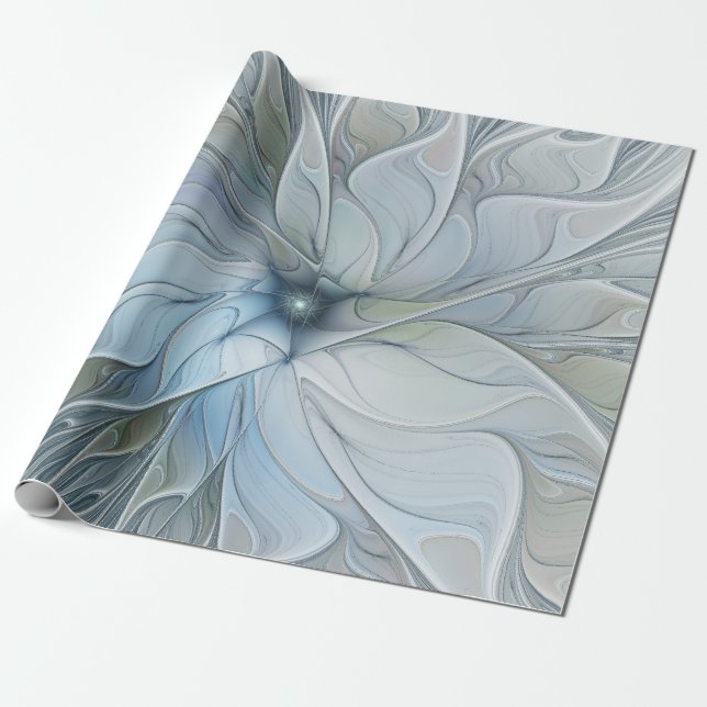 Elegant Beauty Modern Abstract Fractal Art Flower Wrapping Paper (Unrolled)