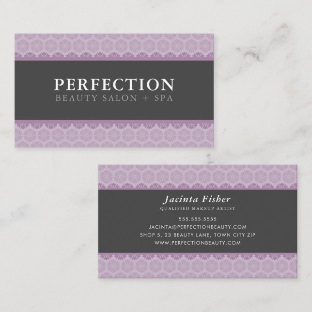 ELEGANT BEAUTY pretty pattern mauve purple grey Business Card (Front/Back)