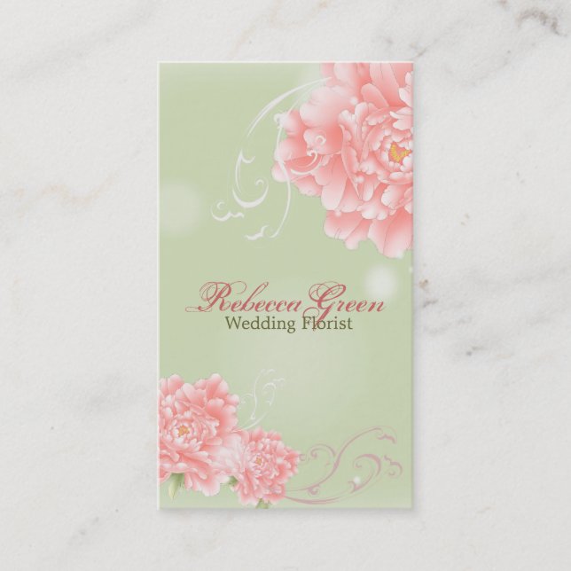 elegant beauty salon florist peony floral business card (Front)