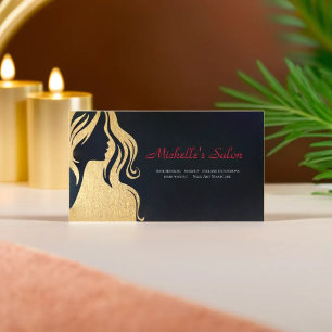 Elegant Beauty Salon & Hair Stylist Silver Black Magnetic Business Card