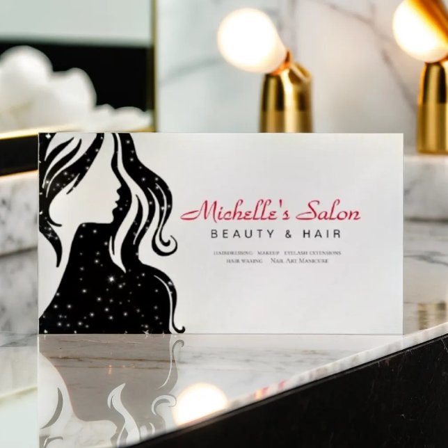  Elegant Beauty Salon & Hair Stylist White Black Business Card (Creator Uploaded)
