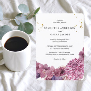 Elegant Beauty Watercolor Pink & Purple Orchids  Invitation