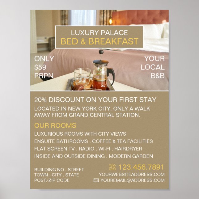 Elegant Bed & Breakfast Accommodation Advertising Poster (Front)